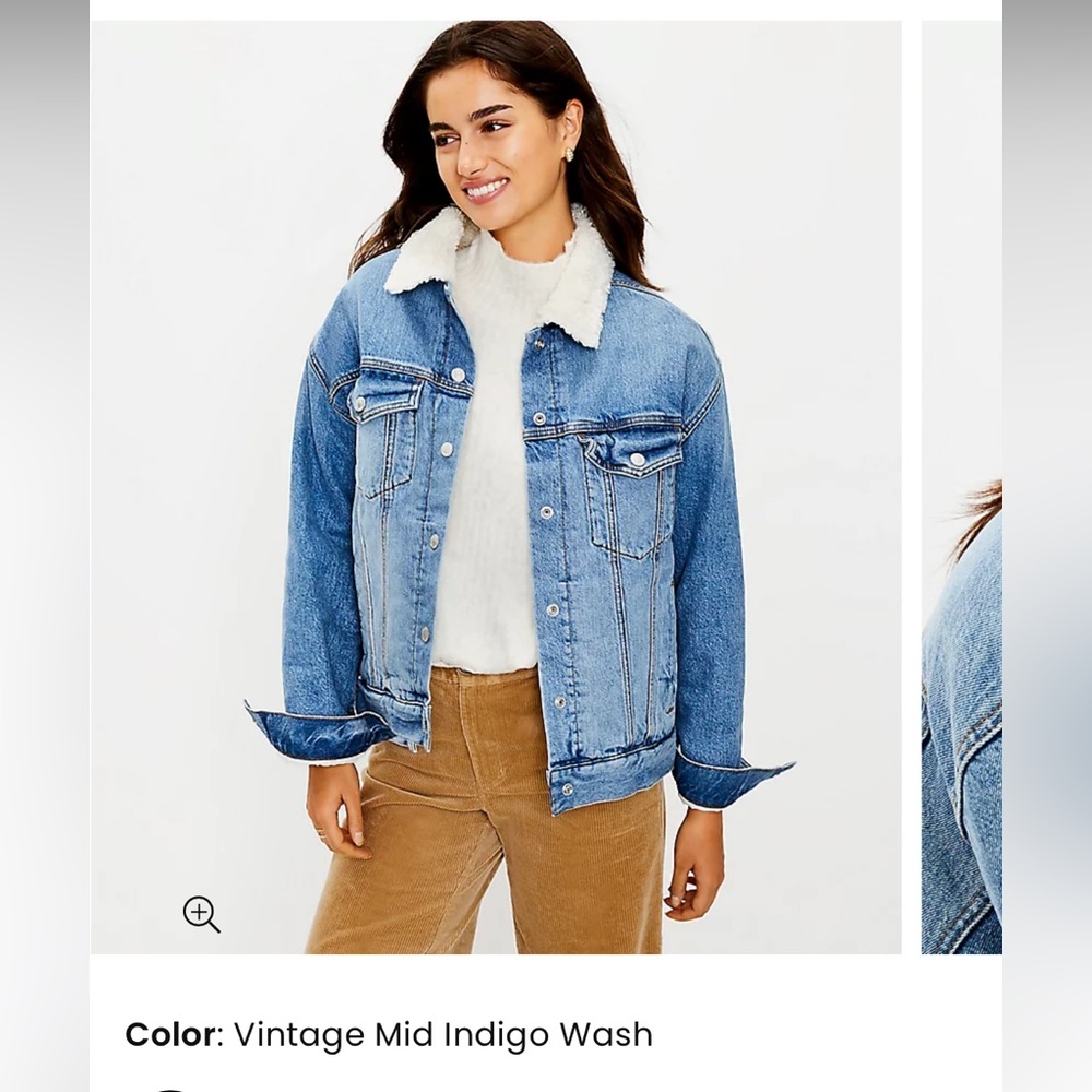 Loft Sherpa Lined Denim Trucker Jacket